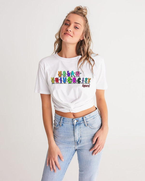 Urban Fun Women's Twist-Front Cropped Tee